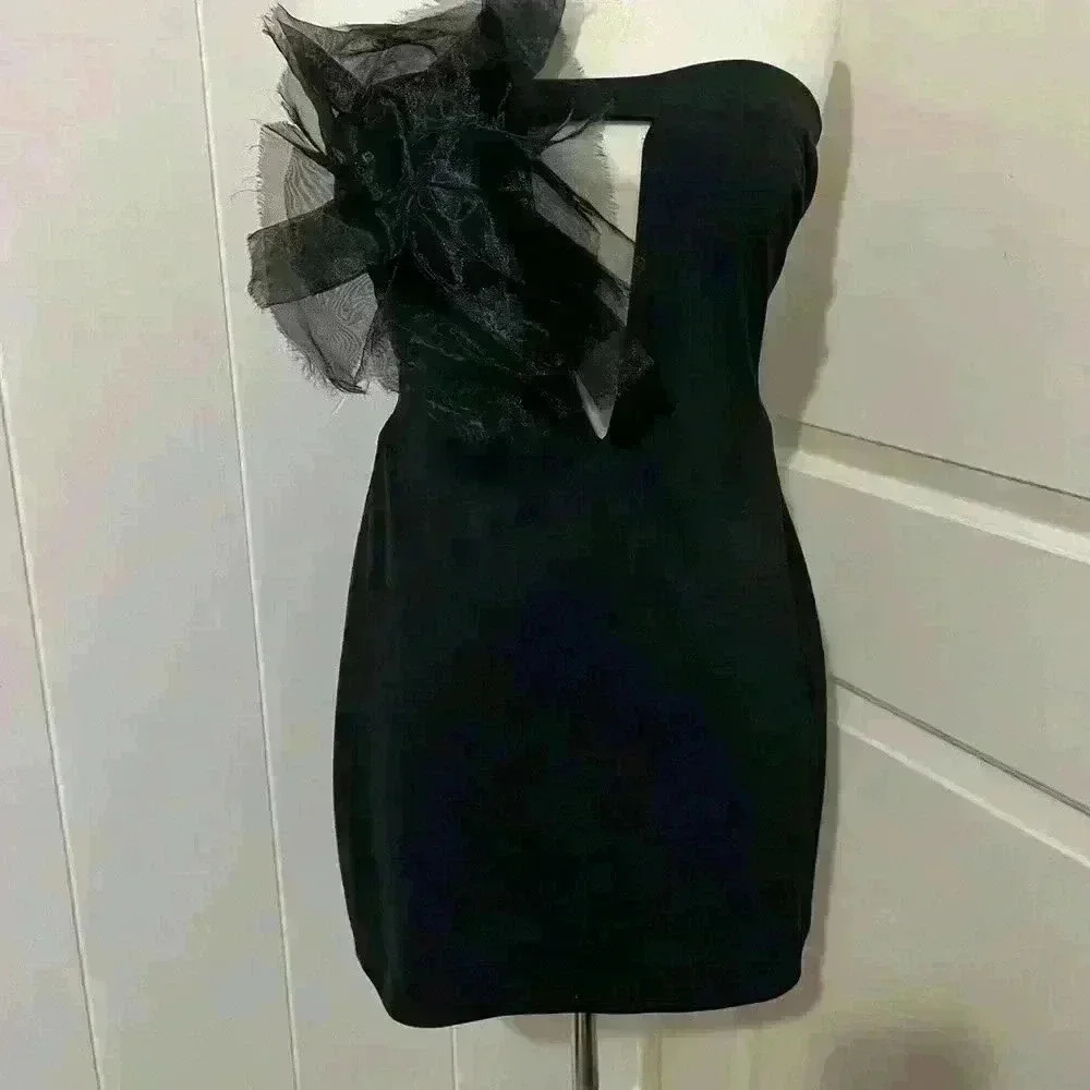 Katie May $250 Black Mini Strapless Dress Prom Hoco Homecoming Witchy Whimsy